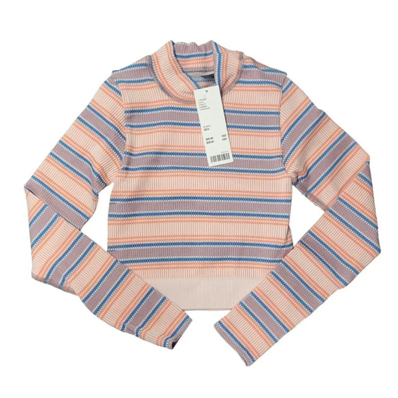 Urban Outfitters Out From Under Striped  Ribbed Long Sleeve Crop Top - Picture 1 of 5